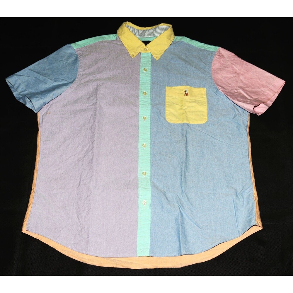 Polo Ralph Lauren Classic Fit Men's Fun Shirt Oxford Colorblock Pastel Size XL